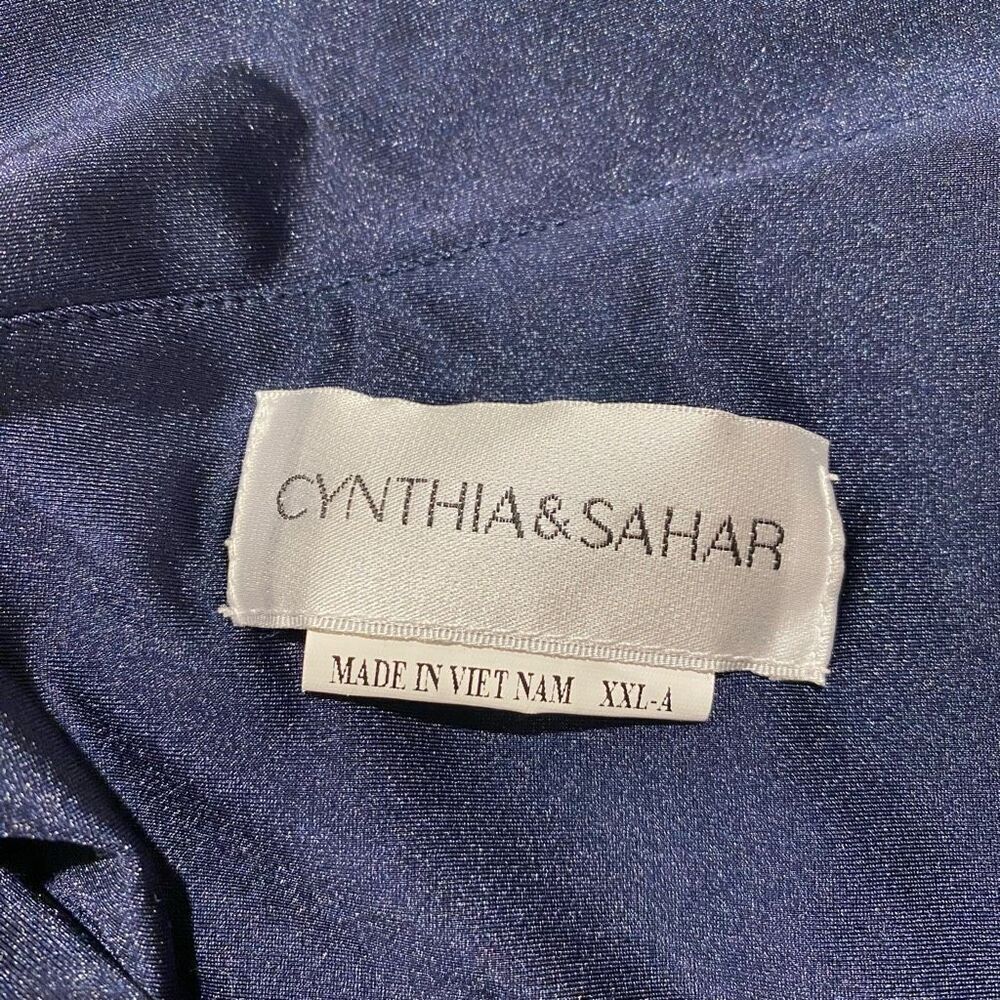 Cynthia & Sahar Luz Luxe Satin Stretch Formal Gown in Midnight Navy Size XXL-A - Picture 7 of 9
